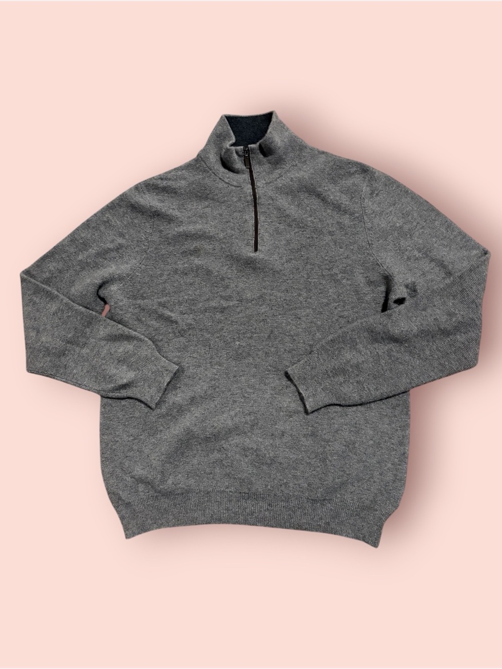 DANIEL BISHOP 100% 2 Ply Cashmere Grey 1/2 Zip Sweater